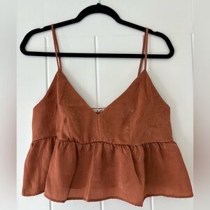 Rust Orange Peplum Cami Top